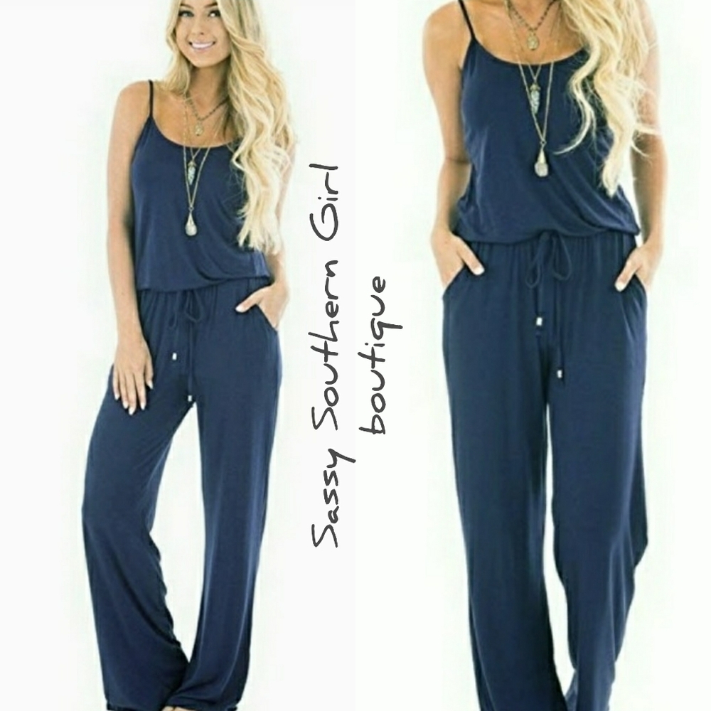 🆕⭐Slate blue drawstring romper jumpsuit